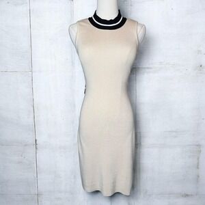 House of Harlow 1960 Mock Neck Knit Dress with Back Cut Out Cream size XS